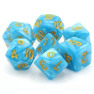 PERMAFROST Light Blue Pearl Opaque Dargon's Dice Polyhedral Dice Set TMG - Bild 1 von 3