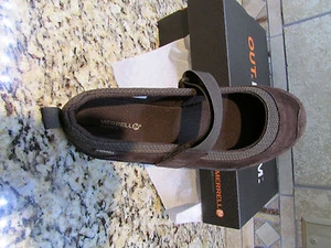NEW MERRELL JUNGLE MOC MARY JANE SHOES GIRLS YOUTH 7 WOMENS 9-9.5 BROWN SUEDE - Picture 1 of 10