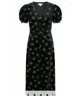Monsoon Ebony Glitter Print Stretch Velvet Midi Dress Uk L Black Bnwt Special oc