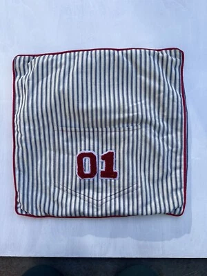 Pottery Barn Kids Ticking Sport Pillow Sham 15"x15" Pocket Pillow Patriot Sports - Image 1 of 4