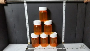 Medical Medicine Child Proof; Short Wide Orange Pill Bottles; USED Clean / 6 Pcs - Picture 1 of 6