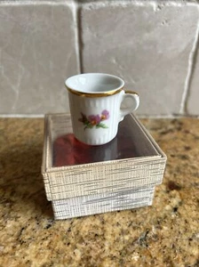 Miniature Coffee /Tea Cup Flowers Gold Trim Original Deauville Prague - Picture 1 of 8