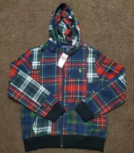 Polo Ralph Lauren Patchwork Karo Fleece Hoodie Herren Medium Selten Neu Mit Etikett - Bild 1 von 7