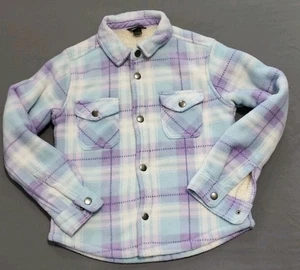 Eddie Bauer Jacket Girls 7/8 Pink Sherpa Lined Snap Button Fleece - Picture 1 of 5