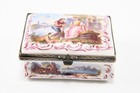 O54O01- Barock Fayence Dose Aprey 18.Jh Malerei signiert Aubin