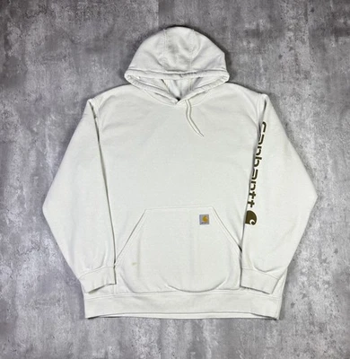 Carhartt Sudadera con Capucha Marfil Calce Suelto Marrón Spellout Sudadera Para Hombres 2XL Ropa de Trabajo Foto 1 de 4