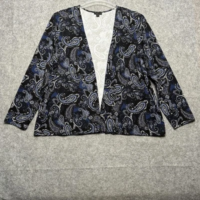 J.Jill Sweater Womens XL Black Paisley Wearever Collection Open Cardi Comfy Top - Image 1 of 4