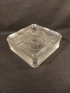 VTG MCM Federal Glass 8.5" Square Refrigerator Dish Embossed Vegetable w/Lid - Picture 1 of 8