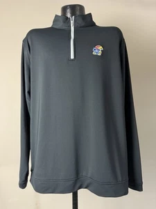 Men’s Peter Millar Crown Kansas Jayhawks Graphic Logo 1/4 Zip Black Pullover XL - Picture 1 of 6