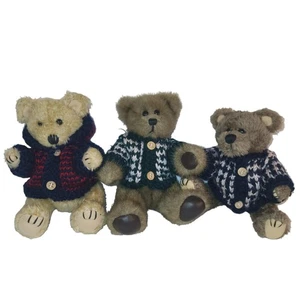 Vtg Hugfun Intl Plush Lot 3 Jointed Bears Blue Green Red Sweater Costco 1998 8” - Picture 1 of 13