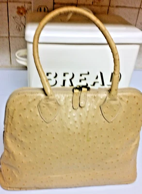 Bolso de Hombro Jaeger of Great Britain Cuero Estampado Avestruz Beige Italia Foto 1 de 4