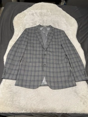 Jaqueta Blazer Nordstrom Rack Masculina Cinza Azul Xadrez Tamanho 42R Acabamento Ajuste  - Imagem 1 de 4