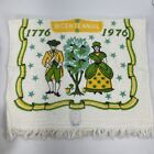 Vintage Terry Cloth US Bicentennial Theme Hand Towel Made In USA Green 24” Tall
