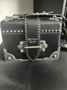 Prada Cahier Crossbody Bag Studded City Calf Small - Picture 1 of 4