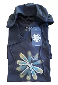 Life Is Good LS Shirt Crusher Lite Hooded Tee NATURE HEALS DRAGONFLY Womens L - Picture 1 of 7