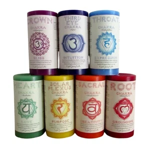 Crystal Journey 3x6 Chakra Balancing Scented Pillar Candles, Made in the USA - Picture 1 of 18