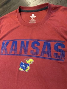  Colosseum Men's Kansas KU Jayhawks Red/Blue T-shirt Sz L NWT - Picture 1 of 4