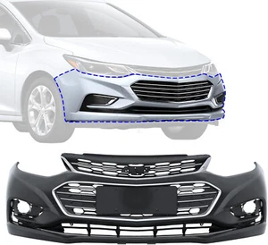 Complete Front Bumper Cover Upper Lower Grille Grill For 2016-2018 Chevy Cruze - Picture 1 of 12