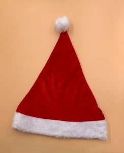 Clásico Suave Terciopelo Navidad Papá Noel Sombrero Adulto Cálido Rojo Blanco Festivo con Pompón - Imagen 1 de 2