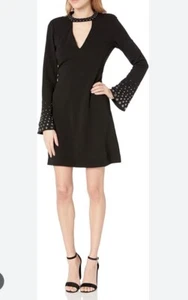NWT RACHEL Rachel Roy Black Embellished Fit & Flare Dress Size 2 - Picture 1 of 5