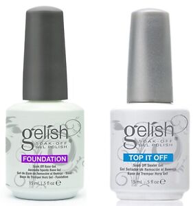 Gelish Harmony Top and Base Coat  Gelish Top it off and Foundation