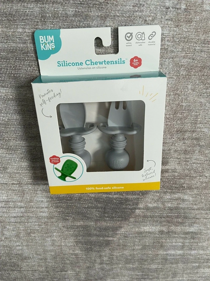 Utensilios, utensilios para masticar de silicona, juego de tenedor y cuchara para bebé, utensilios de entrenamiento, bebé Foto 1 de 1