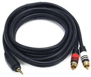 6 Fuß Kabel 3,5 mm Stereo Stecker auf 2 RCA Stecker vergoldete Kontakte USA Pro Qualität! - Bild 1 von 9