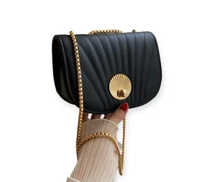 Women's Elegant Turn-lock Flap Crossbody Bag, Gold Chain Strap NEW FREE P&P - Picture 1 of 5
