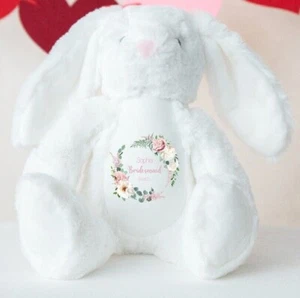 Corona Floral Niña Flor Personalizada Conejito Blanco/Gris - Imagen 1 de 5
