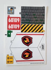 Lego 60109 Fire Boat Original Sticker Sheet - Authentic Decals - Picture 1 of 1