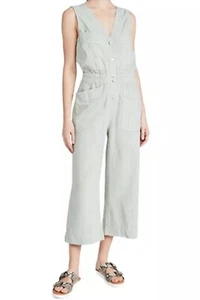 DL1961 Jumpsuit Womens Medium Green Debbie Linen Lyocell Crop Wide Leg - Picture 1 of 12