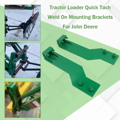 For John Deere Tractor Loader Quick Tach Weld On Mounting Brackets Green Steel - Image 1 of 4