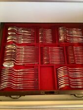 Camusso  Silver flatware set service for 12 /180  piece with custom wooden chest