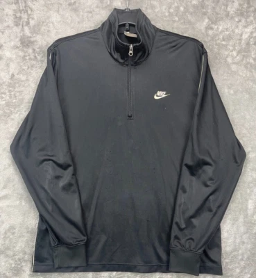 Pullover vintage para hombre Nike 1/4 cremallera negro talla XL poliéster etiqueta plateada Foto 1 de 4