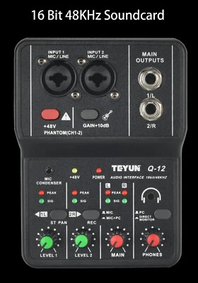 Portable Audio Interface Professional Mini External Sound Card Console USB Mixer - Image 1 of 4