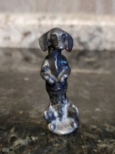 Antique Spelter Dachshund Weiner Dog Lamp Light Finial Figure 3.5" Figurine - Picture 1 of 9