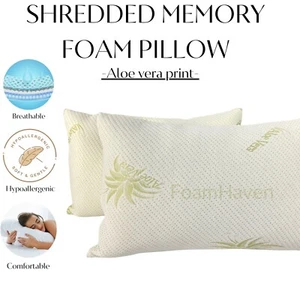 2x Almohadas Espuma Triturada Estampado Aloe Vera Cómodas Hipoalergénicas 20"x28" - Imagen 1 de 5