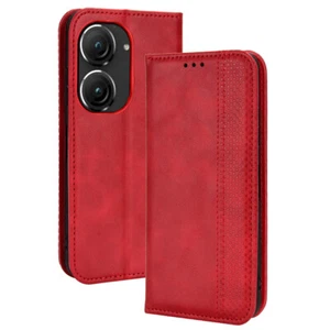 For Asus Zenfone 9 10 Shockproof Magnetic Retro Leather Wallet Card Cover Case - Picture 1 of 14