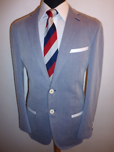 Men's PAL ZILERI Blue Stripe Boating Blazer Suit Jacket 38 Sport Coat College