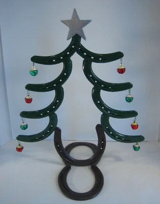 Metal Art Horseshoe Christmas Tree Made From Recycled Horseshoes - Image 1 of 4