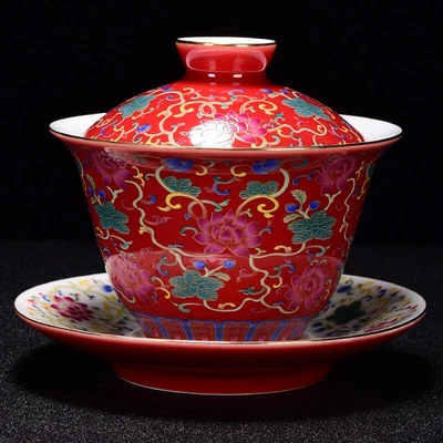 Creativo Gaiwan porcelana color esmalte artesanía tradicional china taza cuenco Foto 1 de 4