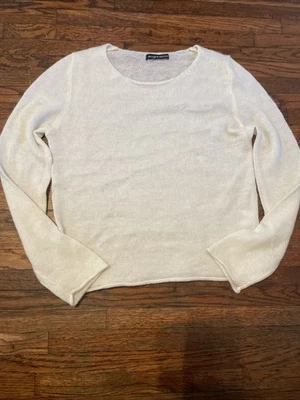 Brandy Melville  Sweater Lightweight Knit Ivory Round Neck Long Sleeve One Size - Image 1 of 4