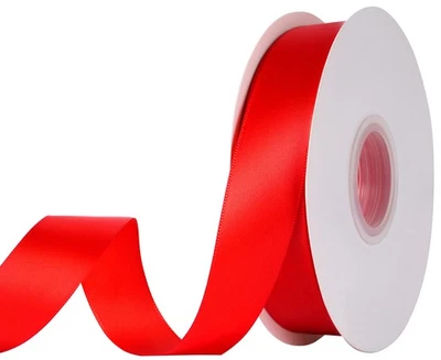Double Faced Red Satin Ribbon 7/8 inch x 50 Yards for Gift Wrapping Bows - Image 1 of 4
