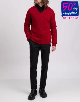 RRP€550 MALO OPTIMUM Cashmere & Wool Jumper Size XL Melange Elbow Patches V-Neck - Image 1 of 4