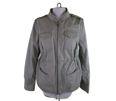 Chaqueta para mujer Ruff tallada estilo militar con cremallera verde caqui talla mediana Foto 1 de 4
