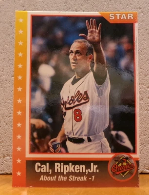 VINTAGE ORIGINAL STAR BASEBALL CARD CAL RIPKEN, JR. ORIOLES ABOUT THE STREAK #40 - Image 1 of 2