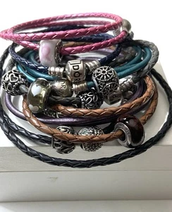 Job Lot Bundle Collection Pandora Wrap Bracelets Glass Charms Inc Owl & Necklace - Picture 1 of 18