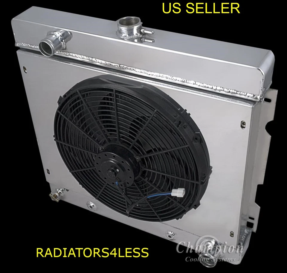 CAMPEÓN CUBIERTA RADIADOR ALUMINIO 4 FILAS Y VENTILADOR 16" 70 71 72 DODGE DART DUSTER V8 Foto 1 de 2