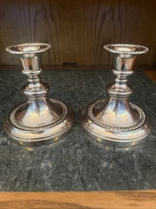 Schöner gewichteter Kerzenständer Waterford Sterlingsilber Paar Kerzenhalter 5,5 - Bild 1 von 6