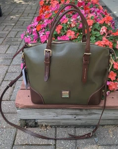 NWT Dooney & Bourke Large DOMED SATCHEL Bag / Purse Olive Green - Picture 1 of 12